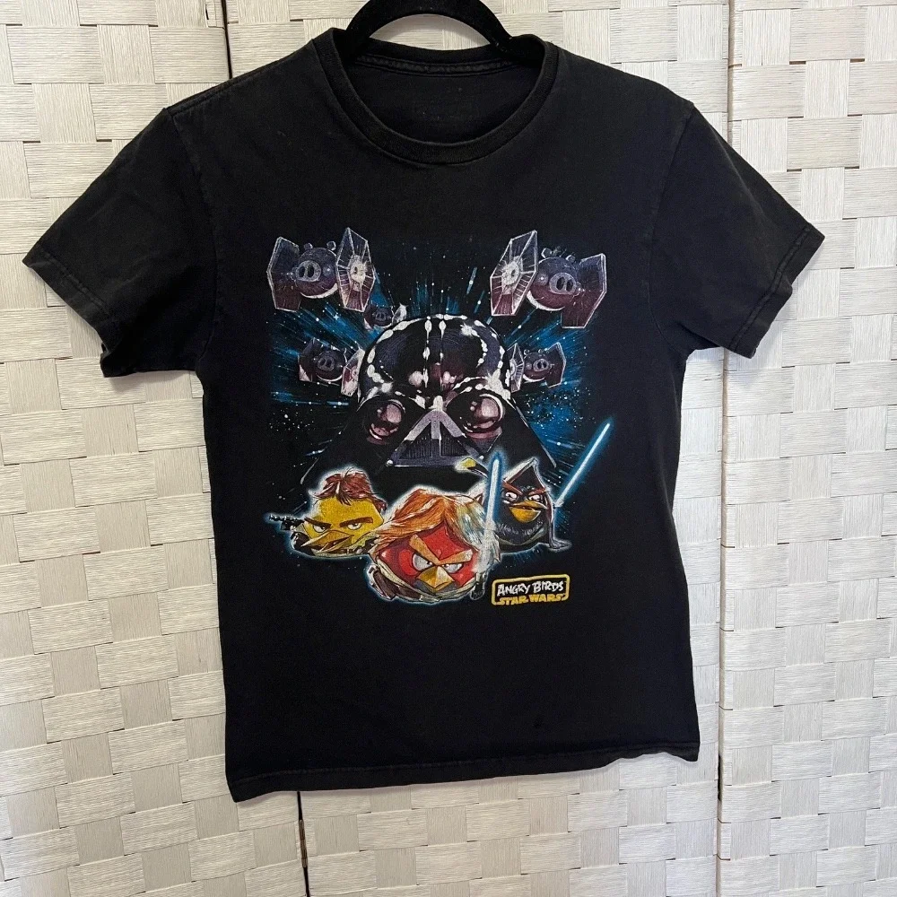 Angry Birds Darth Vader Star Wars Graphic Print T-Shirt Black Cotton Blend Men's